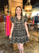 Load image into Gallery viewer, Black Flutter Sleeve Baby Doll Dress
