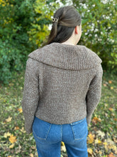 Load image into Gallery viewer, Brown Cropped Knitted Collar Cardigan