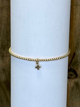 Load image into Gallery viewer, Classic Bead Cross Charm Bracelet - Gold