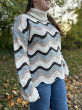Load image into Gallery viewer, Wave Stripe Turtle Neck Sweater