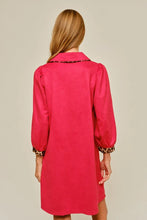 Load image into Gallery viewer, Faux Suede Dress with Leopard Trim