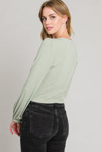 Load image into Gallery viewer, Long Sleeve Center Ruched Micro-Rib Knit Top