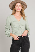 Load image into Gallery viewer, Long Sleeve Center Ruched Micro-Rib Knit Top