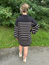 Load image into Gallery viewer, Long Sleeve Collared Stripe Sweater Dress