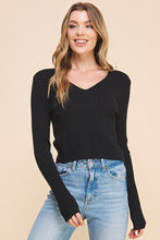 Load image into Gallery viewer, Cable Knit Fine V Neck Pullover