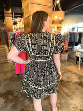 Load image into Gallery viewer, Black Flutter Sleeve Baby Doll Dress
