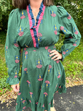 Load image into Gallery viewer, Boho Floral Embroidered Midi Dress