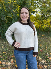 Load image into Gallery viewer, Soft Sweater Knit with Round Neck and Contrast Trim
