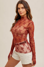 Load image into Gallery viewer, Mock Neck Lace Long Sleeve