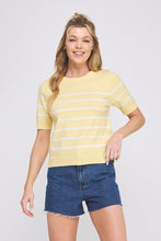 Load image into Gallery viewer, Soft Fine Gauge Short Sleeve Preppy Striped Top