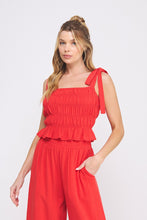Load image into Gallery viewer, Soft Linen Smocked Tie Straps Tank