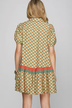 Load image into Gallery viewer, Sage and Coral Short Sleeve Button Down Dress