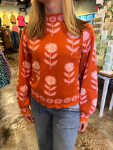Load image into Gallery viewer, Flower Print Turtle Neck Sweater