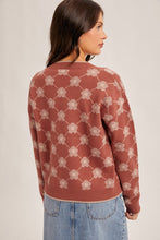 Load image into Gallery viewer, Flower Jacquard Sweater Cardigan