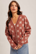 Load image into Gallery viewer, Flower Jacquard Sweater Cardigan