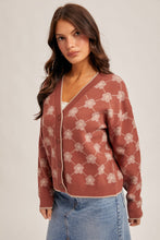 Load image into Gallery viewer, Flower Jacquard Sweater Cardigan