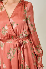 Load image into Gallery viewer, Coral Rose Satin Midi Dress