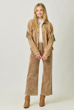 Load image into Gallery viewer, Fringe Detail Suede Shirt Jacket