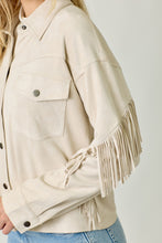 Load image into Gallery viewer, Fringe Detail Suede Shirt Jacket