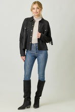 Load image into Gallery viewer, Fringe Detail Suede Shirt Jacket