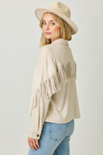 Load image into Gallery viewer, Fringe Detail Suede Shirt Jacket