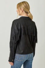Load image into Gallery viewer, Fringe Detail Suede Shirt Jacket