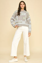 Load image into Gallery viewer, Grey Floral Embroidered Knit Sweater