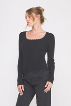 Load image into Gallery viewer, Fine Gauge Square Neck With Lace Trim