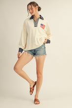Load image into Gallery viewer, American Flag Patched Polo Sweatshirt