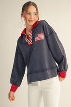 Load image into Gallery viewer, American Flag Patched Polo Sweatshirt