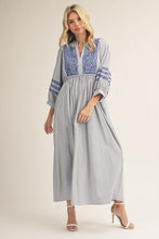 Load image into Gallery viewer, Embroidered Stripe Midi Dress