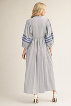 Load image into Gallery viewer, Embroidered Stripe Midi Dress