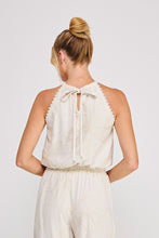 Load image into Gallery viewer, Floral Embroidered Bubble Halter Tie Top