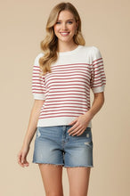 Load image into Gallery viewer, Striped Short Sleeve Sweater