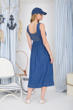 Load image into Gallery viewer, Denim Princess Line Sleeveless Denim Midi Dress