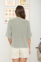 Load image into Gallery viewer, Washed Crew Neck Raw Edge Short Sleeve Sweater