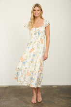 Load image into Gallery viewer, Floral Scoop Neck Ruffle Short Sleeve Midi Dress