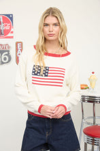 Load image into Gallery viewer, Contrast Trim American Flag Knit Pullover Sweater