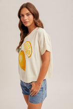 Load image into Gallery viewer, Short Sleeve Lemon Motif Graphic Sweater
