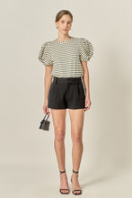 Load image into Gallery viewer, Puff Sleeve Striped Cotton Knit Top