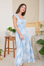Load image into Gallery viewer, Floral Square Neck Bell Sleeve Midi Dress