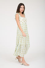Load image into Gallery viewer, Sage Stripe Floral Sleeveless Midi Dress