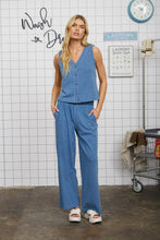 Load image into Gallery viewer, V Neck Sleeveless Knit Vest Top & Wide Leg Knit Pants