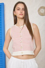 Load image into Gallery viewer, Red Stripe Button Down Cardigan Vest