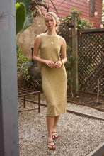 Load image into Gallery viewer, Olive Back Button Detail Knit Midi Dress