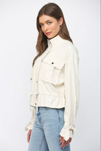 Load image into Gallery viewer, Stand Collar Drawstring Utility Jacket