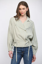 Load image into Gallery viewer, Drawstring Waist Spread Collar Jacket