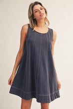 Load image into Gallery viewer, Navy Washed Swing Dress
