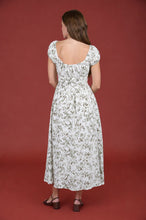 Load image into Gallery viewer, Floral Toile Front Tie Short Sleeve Midi Dress