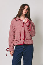 Load image into Gallery viewer, Gingham Quilted Jacket with Corduroy Trim